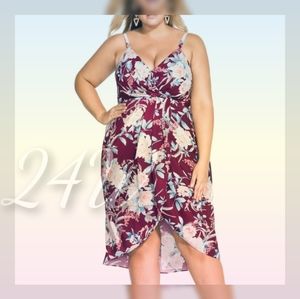 Women's Plus Size City Chic Floral Red Sun Dress